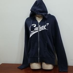 Urban spirit women's blue hooded sweat jacket